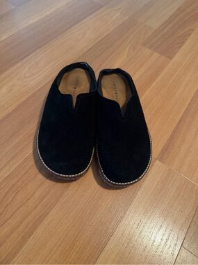 Lucky Brand Black Suede Slip-On Mules